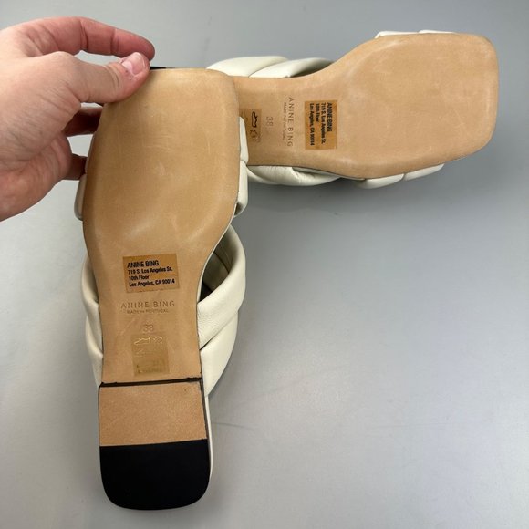 Anine Bing Eve Cream Padded Slide Sandals - Picture 11 of 11